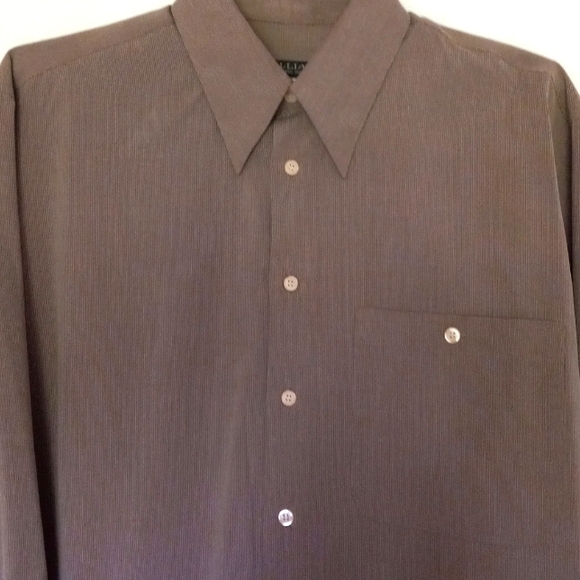 UOMO TALLIA ITALIAN MENS SHIRT Mocha Brown Size Large 15 1/2" - Picture 3 of 15